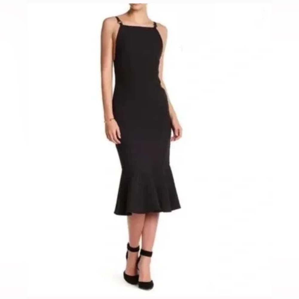 Cinq a Sept Harlyn Black Dress Trumpet Hem
